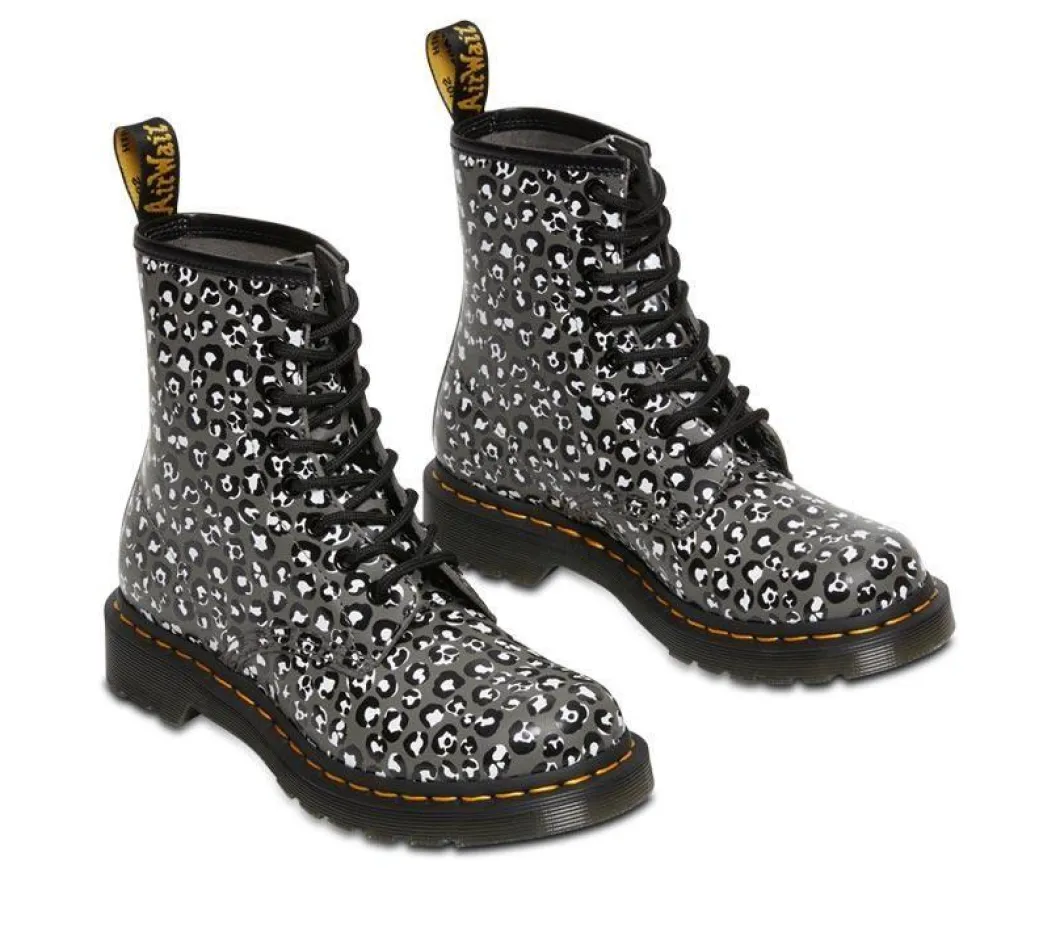 Dr Martens 1460 Loud Leopard Smooth Gunmetal