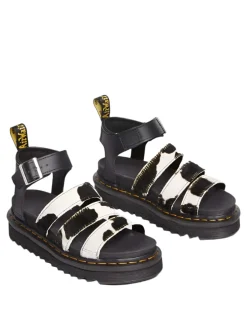Dr Martens Blaire 3 Strap Sandal Cow Print Hair & Black Athena