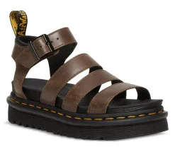 Dr Martens Blaire 3 Strap Sandal Dark Brown Oily Illusion