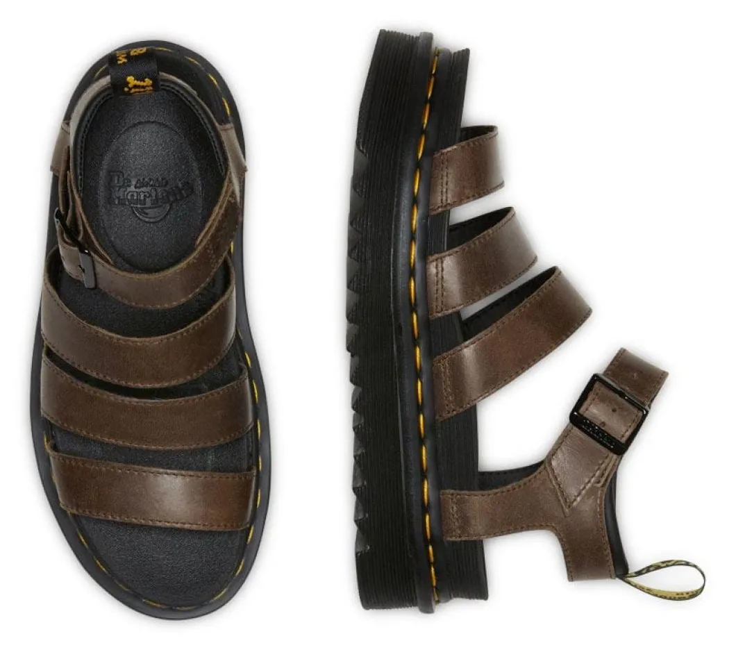 Dr Martens Blaire 3 Strap Sandal Dark Brown Oily Illusion