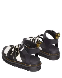 Dr Martens Blaire 3 Strap Sandal Cow Print Hair & Black Athena