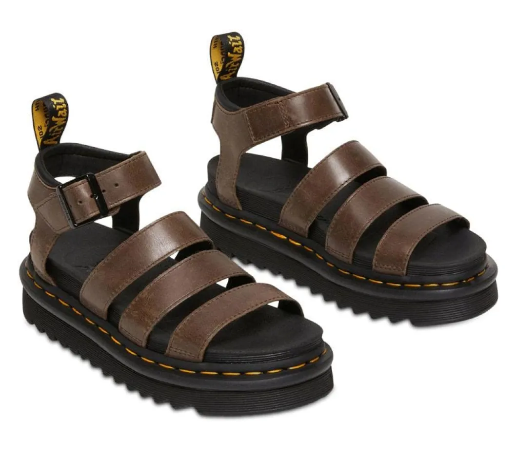 Dr Martens Blaire 3 Strap Sandal Dark Brown Oily Illusion