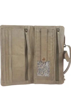 In Leatherz Slash Leather Wallet Clutch & Crossbody Bag BL38 Green