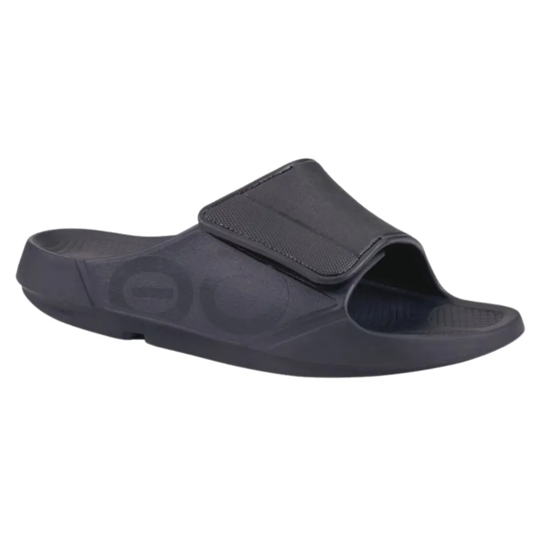 OOFOS Mens Ooahh Sport Adjustable Black Slide